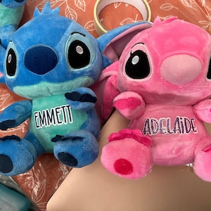 Personalize Blue and pink alien friend| Love Stitch | Stitch and Angel/ perfect Stuffed Animal/ Personalize plushies// Birthday gift for her