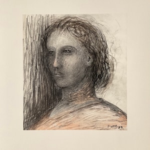 Henry Moore - Head of girl - limited edition lithograph 52x37 cm