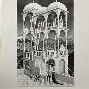 M.C. Escher - Belvedere - 1995, litografia offsett cm 65x55 edizione limitata