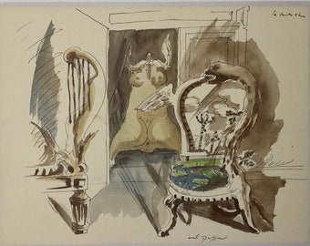 Andrè Masson - La chambre d'amour - litografía edición limitada 52x37 cm