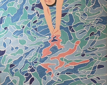 David Hockney - Le plongeur - Lithographie offset en édition limitée - 99x63 cm
