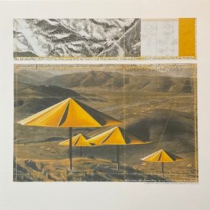 Christo - The umbrellas - Rare lithograph with dry stamp, 51x49 cm