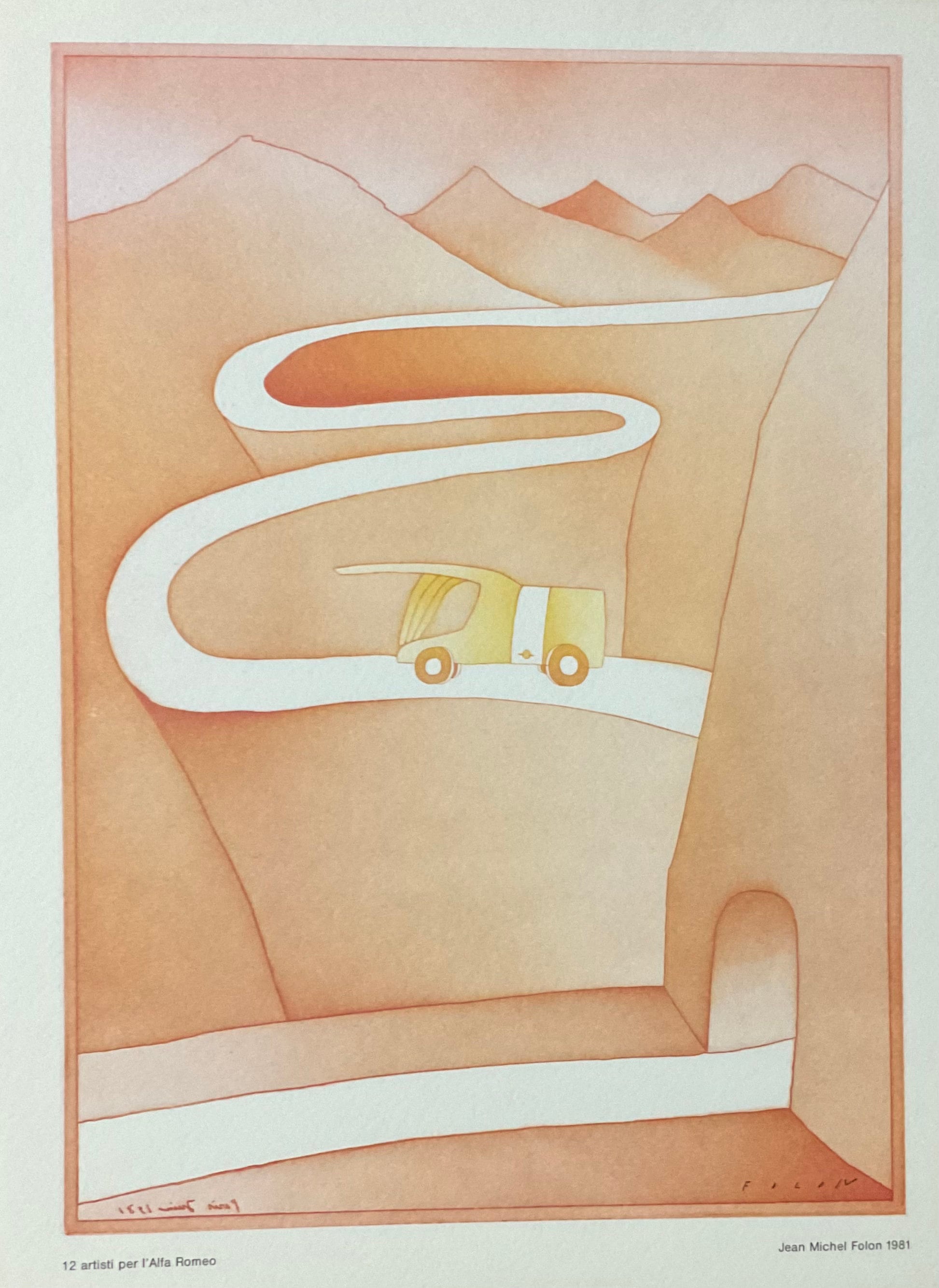Jean Michel Folon - limited edition lithograph cm 28x21, year 1981