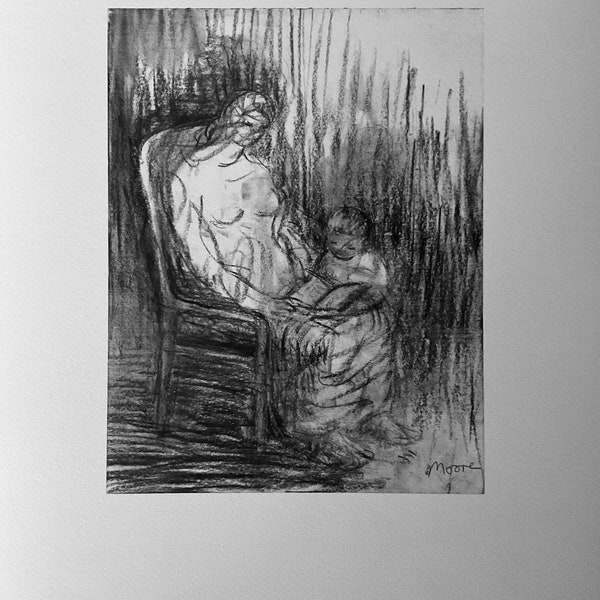 Henry Moore - Seated mother and child - limited edition lithograph 52x37 cm, with certificate