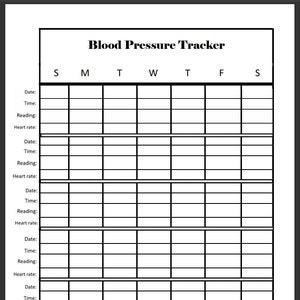 Blood Pressure Tracker / Blood Pressure Graph / Printable - Etsy