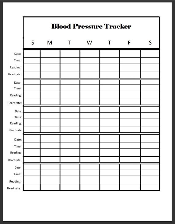 Blood Pressure Tracker / Blood Pressure Graph / Printable | Etsy