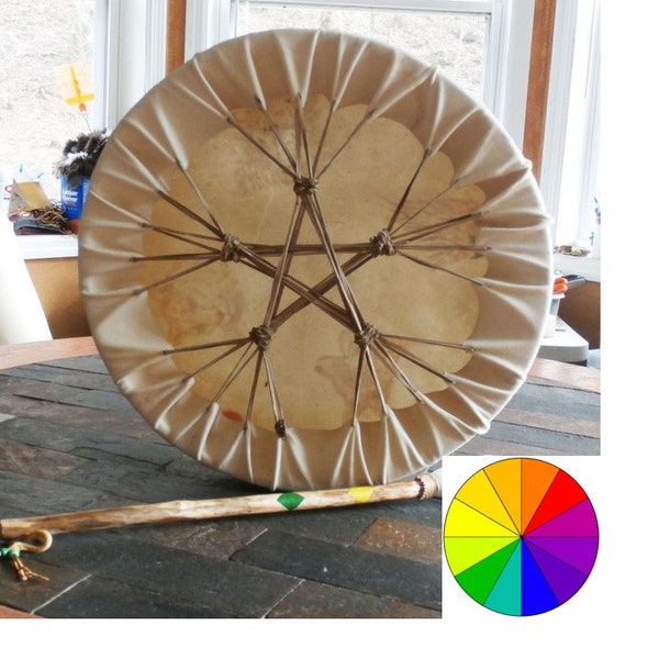 Handmade Natural Buffalo color hide skin , frame hoop shaman shamanic Healing tambour tambor  AVL. size 12" to 36" inches + Beater rattle