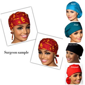 LA University,Surgical,Ponytail, Euro,Pixie,Cotton or Satin Lined Options. *Please read Item Details/Description.