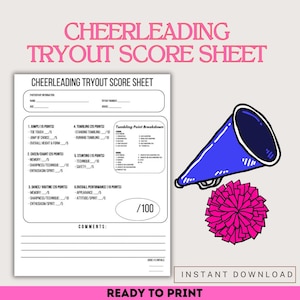 Formulier voor scoreblad voor try-out cheerleading direct downloaden