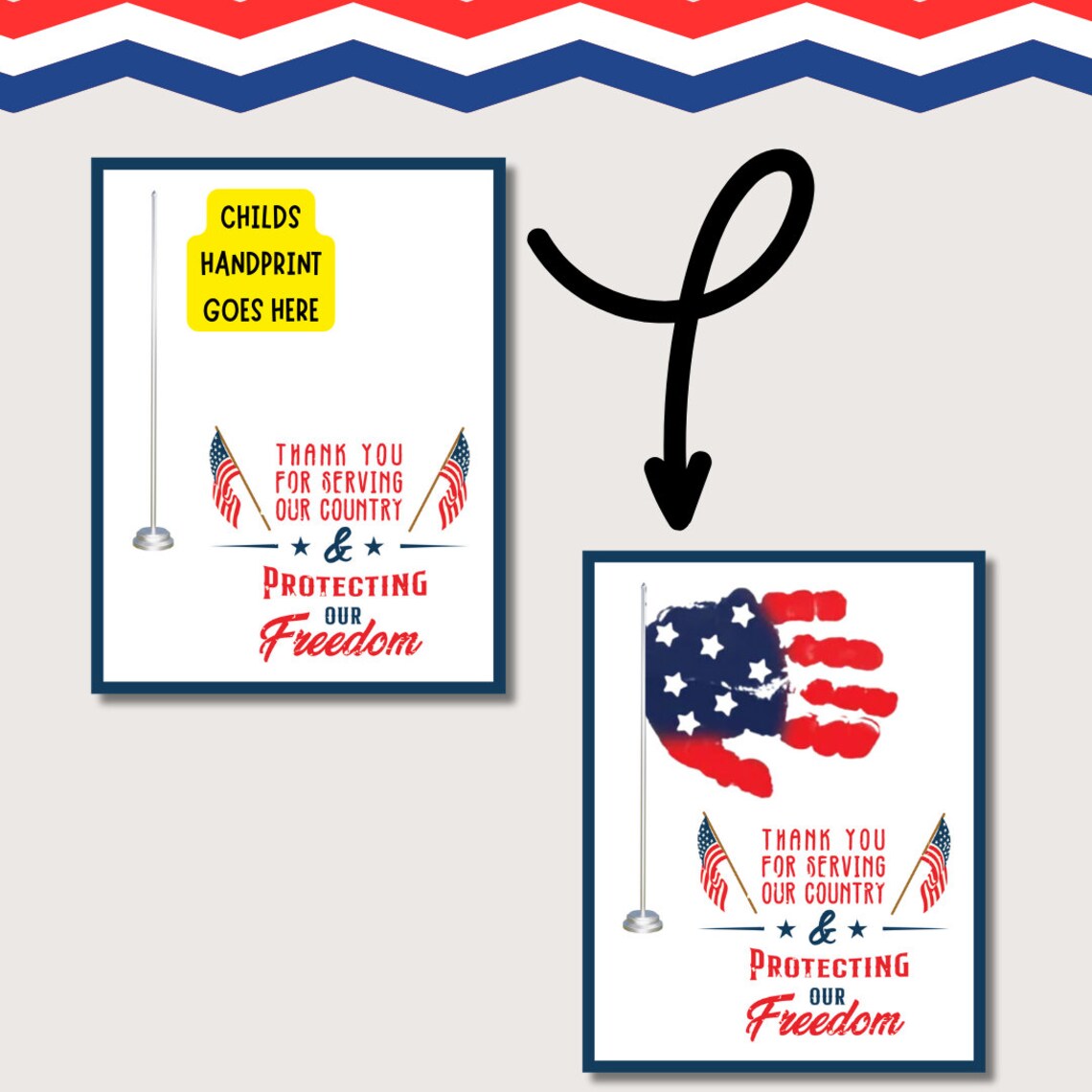 Veterans Day Handprint Craft | Instant Download | Veterans Day Keepsake ...