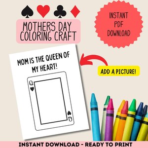 Maman est la reine de mon coeur ! | Coloriage bricolage à imprimer pour la fête des mères