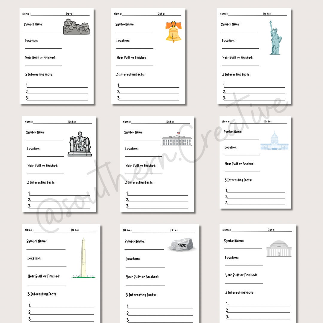 USA Symbol Research for Primary Grades, American Symbols Social Studies ...