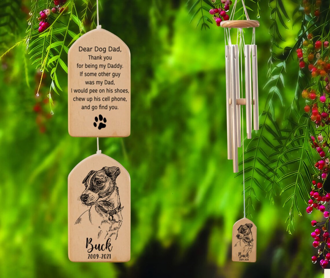 Pet Memorial Wind Chime Dear Dog Dad Mom Chimes Customizable Etsy