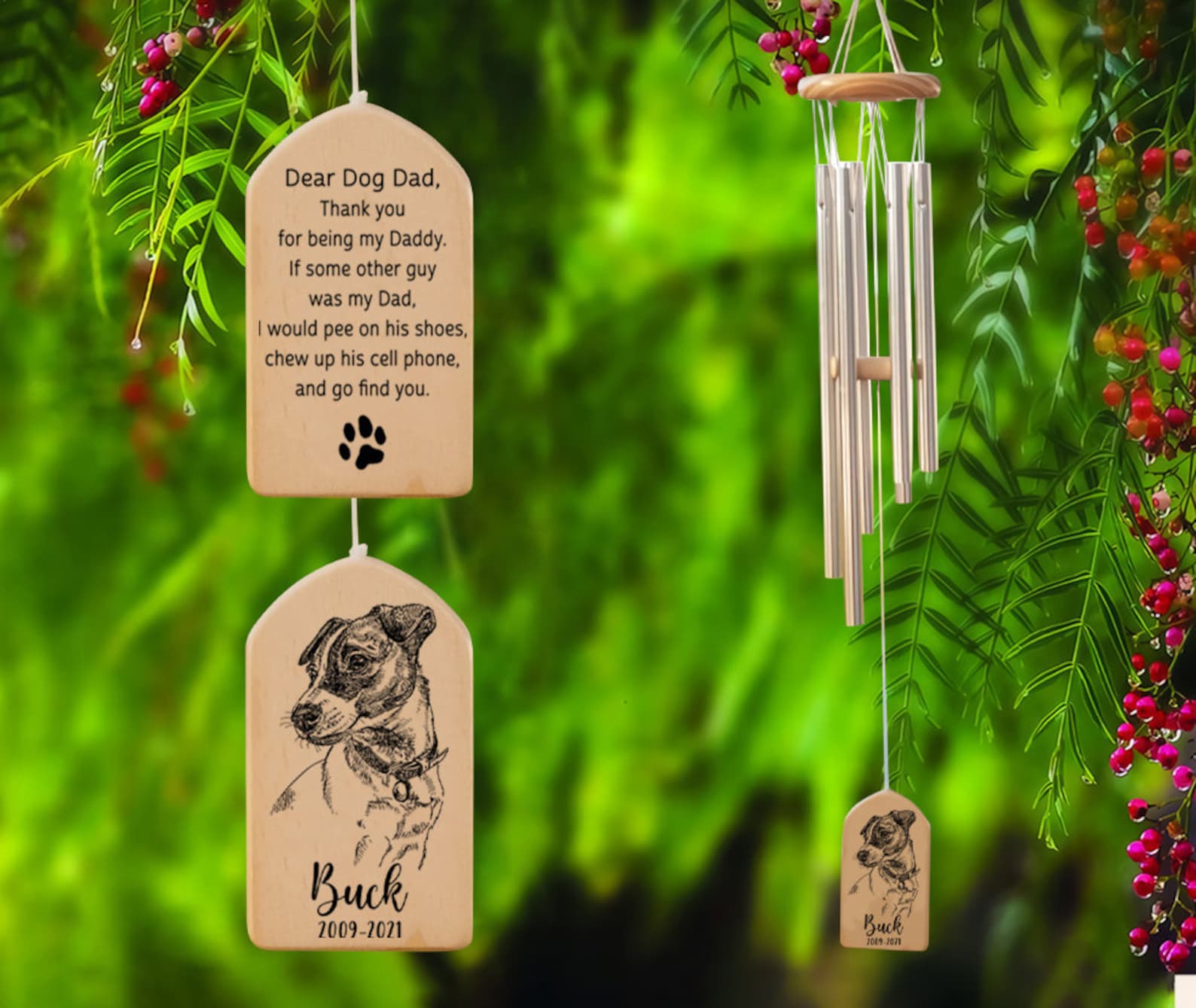Pet Memorial Wind Chime Dear Dog Dad Mom Chimes Customizable Etsy