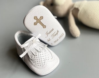 Christening Shoes for Baby, Baby Boy Leather Moccasins, Baby Boy Communion Shoes, Taufschuhe, White shoe for Baptism, Baptism Shoe