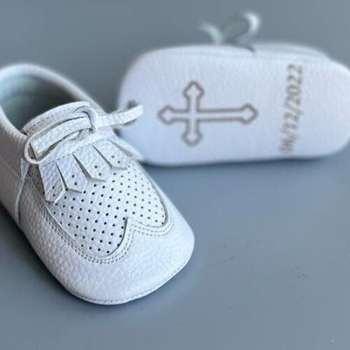 Christening Shoes White Baby Shoes Boy Baptism Clothes Etsy