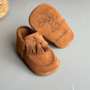 Leather Stitched Moccasins, Baby Boy Shoes with Name, Custom 1st Birthday Shoes, Baby Schuhe, Tasseled Shoes for baby, Toddlar Shoes