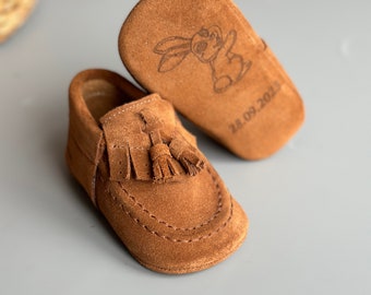 Leather Stitched Moccasins, Baby Boy Shoes with Name, Custom 1st Birthday Shoes, Baby Schuhe, Tasseled Shoes for baby, Toddlar Shoes