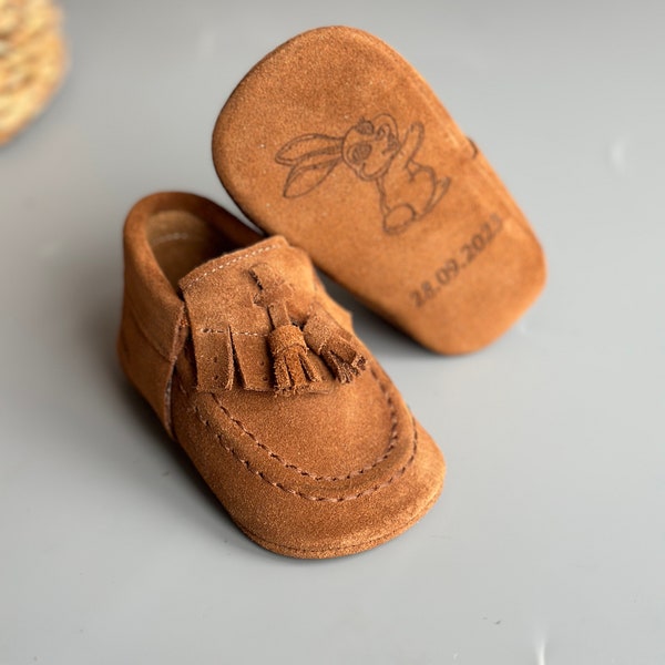 Leather Stitched Moccasins, Baby Boy Shoes with Name, Custom 1st Birthday Shoes, Baby Schuhe, Tasseled Shoes for baby, Toddlar Shoes