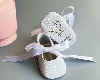 Baptism Shoes for Baby, Baby Girl Leather Moccasins, Baby Girl Communion Shoes, Baby Shower Gift, White shoes for Baptism, Christening Shoe