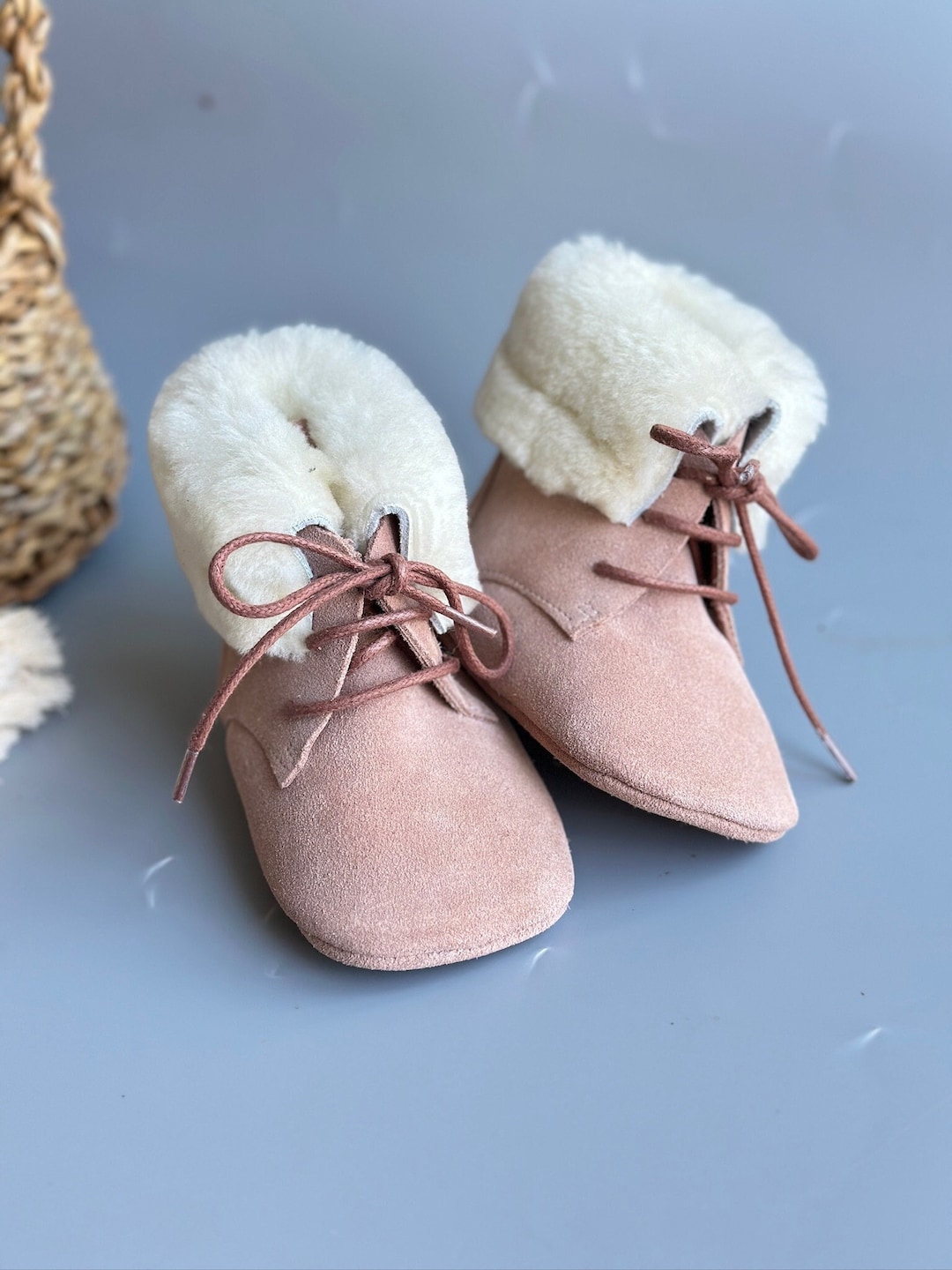 Baby Bootie, Baby Furry Boots, Genuine Lamb Fur Bootie for Baby Boy