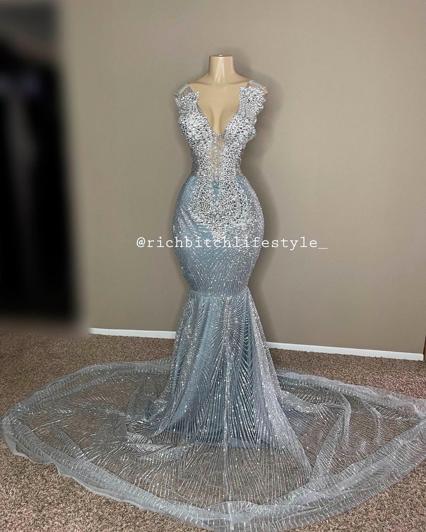 The Ellen Crystal and Glitter Gown With Lining - Etsy