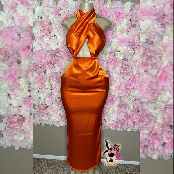 Silk Wrap Dress - Orange main image 1