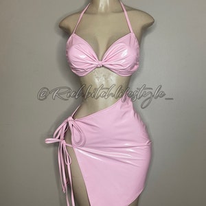 The “ Hottie “Light pink crop top and tie up skirt set