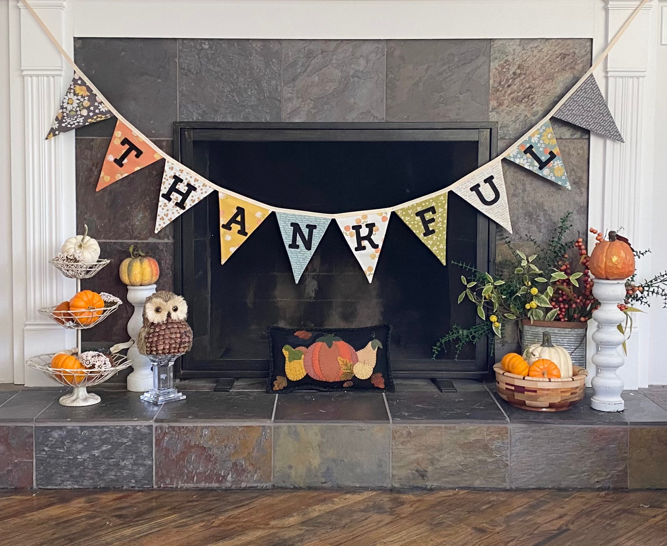 Happy Fall Banner - Thanksgiving Harvest Decor For Fireplace, Mantle, Window | Rustic Chipboard Sign With Twine - View #12