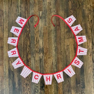 Merry Christmas Banner - Small Flags - Handmade Fabric Bunting