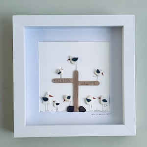 Cornish Seagull Picture • Sea Glass Art • Personalised Picture • Handmade in Cornwall