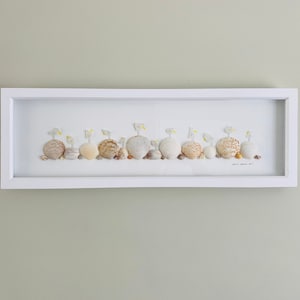Cornish Sea Glass Art • Large Panoramic Sea Glass Seagull Picture • Handmade in Cornwall