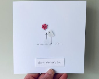 Cornish Sea Glass Mother’s Day Card • Personalised Card for Her • Handmade in Cornwall