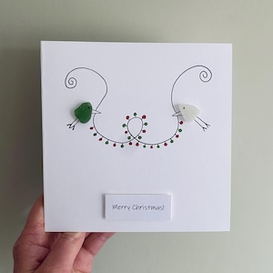 Gepersonaliseerde kerstkaart • Glaskunst Cornish Sea • Handgemaakt in Cornwall