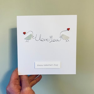 Gepersonaliseerde I Love You-kaart • Glaskunst Cornish Sea • Handgemaakt in Cornwall