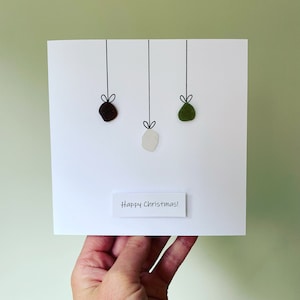Carte de Noël personnalisée • Art du verre de la mer de Cornouailles • Fait main en Cornouailles