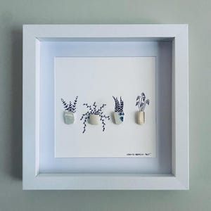 Cornish Sea Pottery Blumen Kunst gerahmtes Bild - Handgemacht in Cornwall