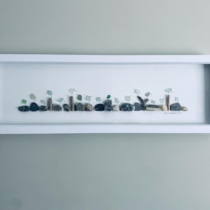 Large Panoramic Sea Glass Birds on Rocks Picture • Handmade in Cornwall