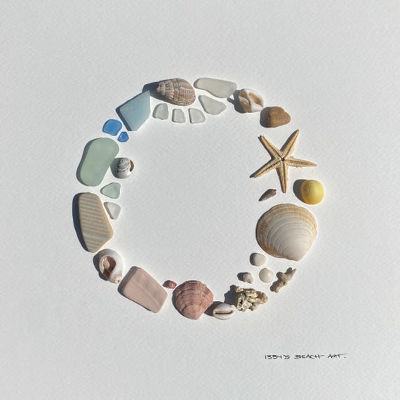 海の風のリース＊シーグラスアート