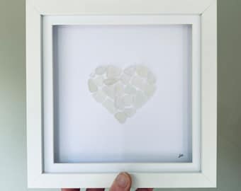 Personalised Cornish Sea Glass Heart • Sea Glass Art • Handmade in Cornwall