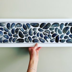 Cornish Mussels Panoramic Artwork • Large Mussel Shell Art Framed Picture • Handmade in Cornwall