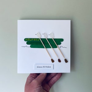 Gepersonaliseerde verjaardagskaart • Gig Rower • Bootliefhebber • Cornish Sea Glass Art • Handgemaakt in Cornwall