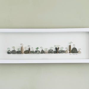Sea Glass Bird Wall Art - Framed Panoramic Picture Handmade in Cornwall