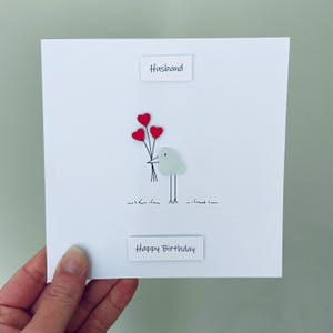 Cornish Sea Glass-verjaardagskaart voor echtgenoot • Gepersonaliseerde kaart voor hem • Handgemaakt in Cornwall