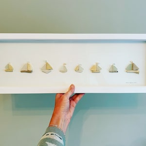 Large Panoramic Boat Art Picture • Fleet of Cornish Boats • Sea Glass Art • Handmade in Cornwall