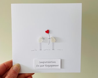 Congratulazioni per il vostro fidanzamento! Biglietto di auguri in vetro di mare - Realizzato a mano in Cornovaglia
