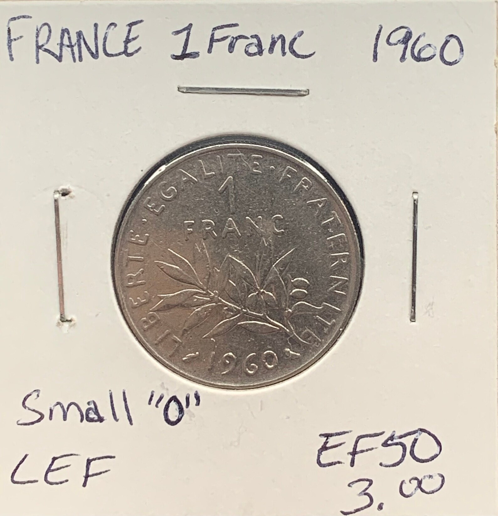 1960 1 Franc France Coin EF50 Uncertified Coin Vintage Etsy