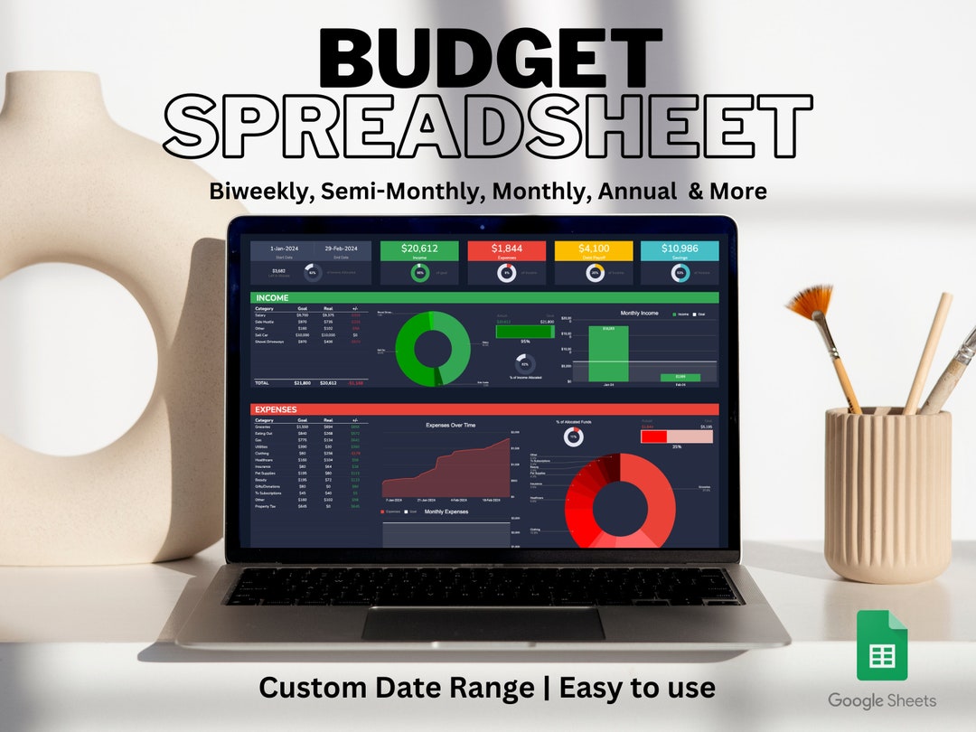 Custom Date Range Budget Spreadsheet: Interactive Google Sheets ...