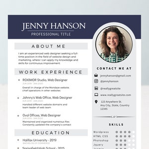 Teacher Resume Template with Photo: Cover Letter & References (Canva)