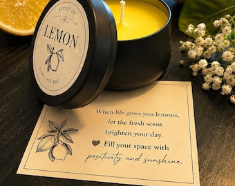 Scented Candle in Matte Black Tin | Soy Wax Candle | Romantic Gift for Her | Floral Home Decor